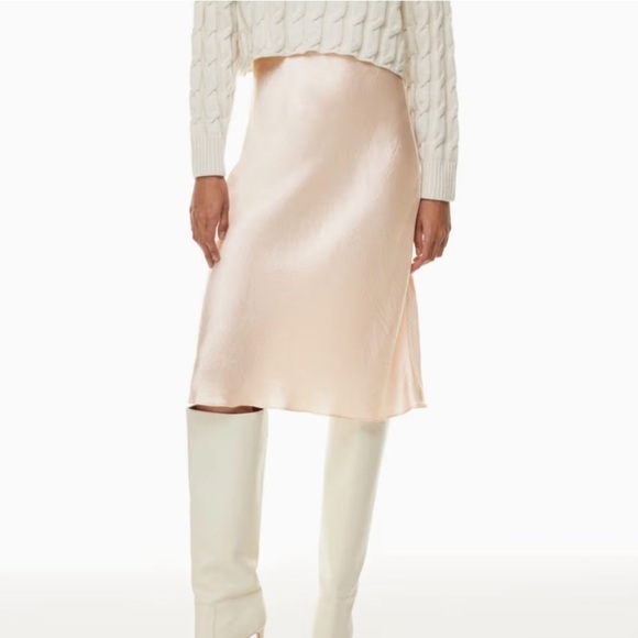 Aritzia Dresses & Skirts - Aritzia Babaton Slip Satin Midi Skirt High-rise champagne beige shimmer size 4